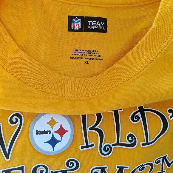 Steelers T Shirt Women's XL X-Large Plus NFL World's Best Mom Gold Black Logo - Picture 4 of 5